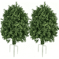 thumbnail image 1 of QIANYUN 27" Artificial Boxwood Ball Bush,UV Resistant Fake Plants, Faux Evergreen Topiary Shrub with Ground Spike for Front Yard, Garden, Porch Decor, 2 Pack, 1 of 8