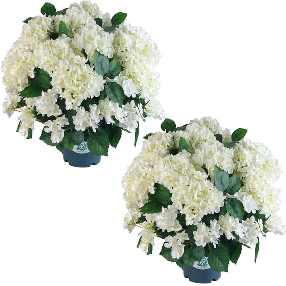 QIANYUN Vibrant Faux Hydrangea Bush – 20-Inch UV-Resistant Artificial Outdoor Plants, 2 Pack Fade-Resistant Hydrangea Potted Plant