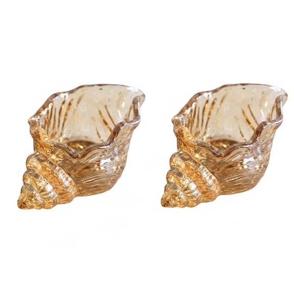 QIAOIDEA Amber Glass Conch Candle Holders, Set of 2