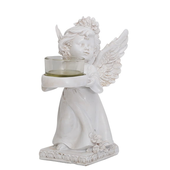 QIAOIDEA Angel Tea Light Candle Holder, Wings Angel Figurines Cherub Figurine Statue with Tealight Votive Holder,RIGHT