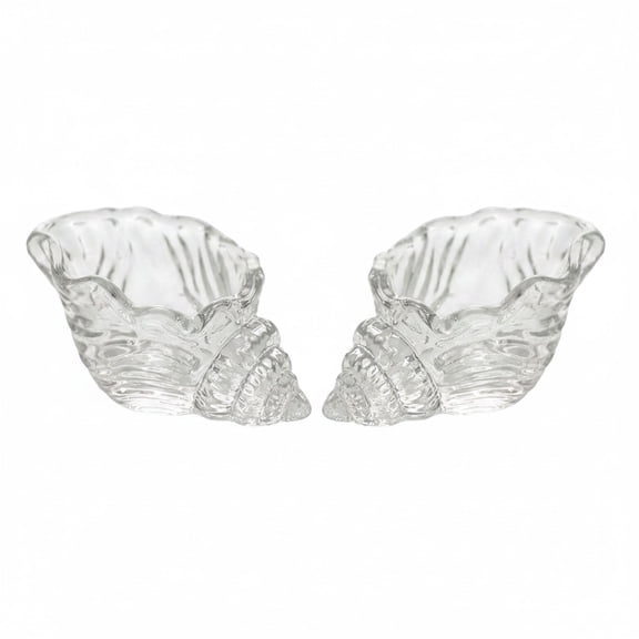 QIAOIDEA Clear Glass Conch Candle Holders, Set of 2