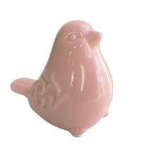 QIAOIDEA New French Garden Cottage Glazed Ceramic Bird Figurine Statue(Pink)