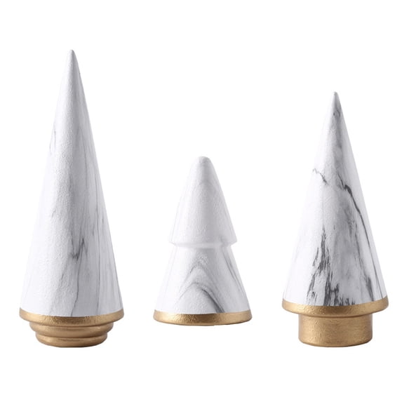QIAOIDEA Set of 3 WHITE Simple Elegant Ceramic Christmas Tree Tabletop Counter Centerpiece Mantel Shelf Home Decor Accents Xmas Tree Decoration