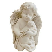 QIAOIDEA Wings Angel Holding a Cat Statue Faithful Angel Memory Memorial Cat Pet Figurine