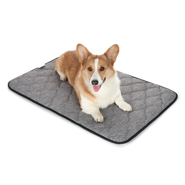 QIAOQI Dog Bed Crate Mat Grey Kennel Pad Washable Orthopedic Pillow