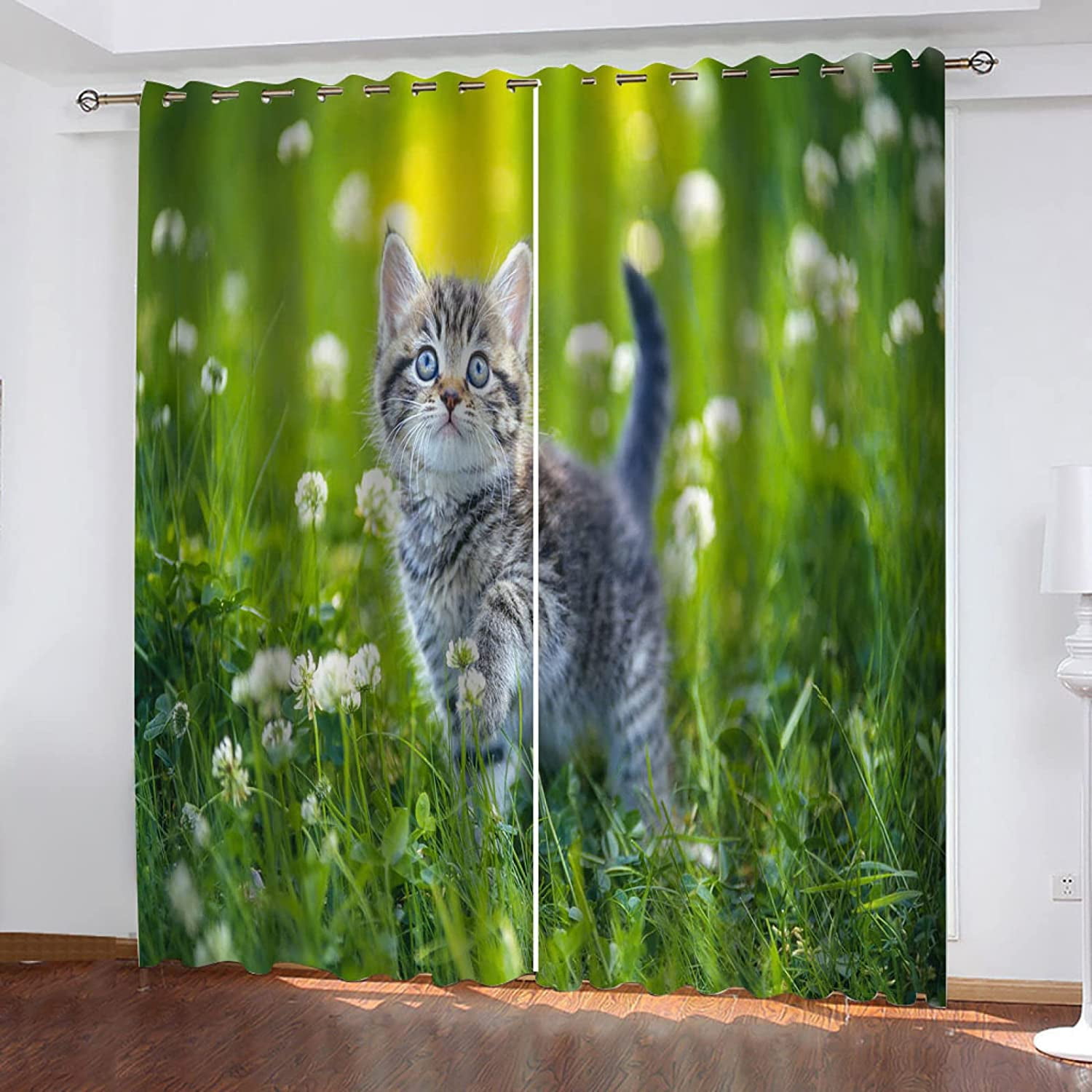 QIBAIDAN Room Darkening Thermal Insulated Grommet Blackout Curtains 63