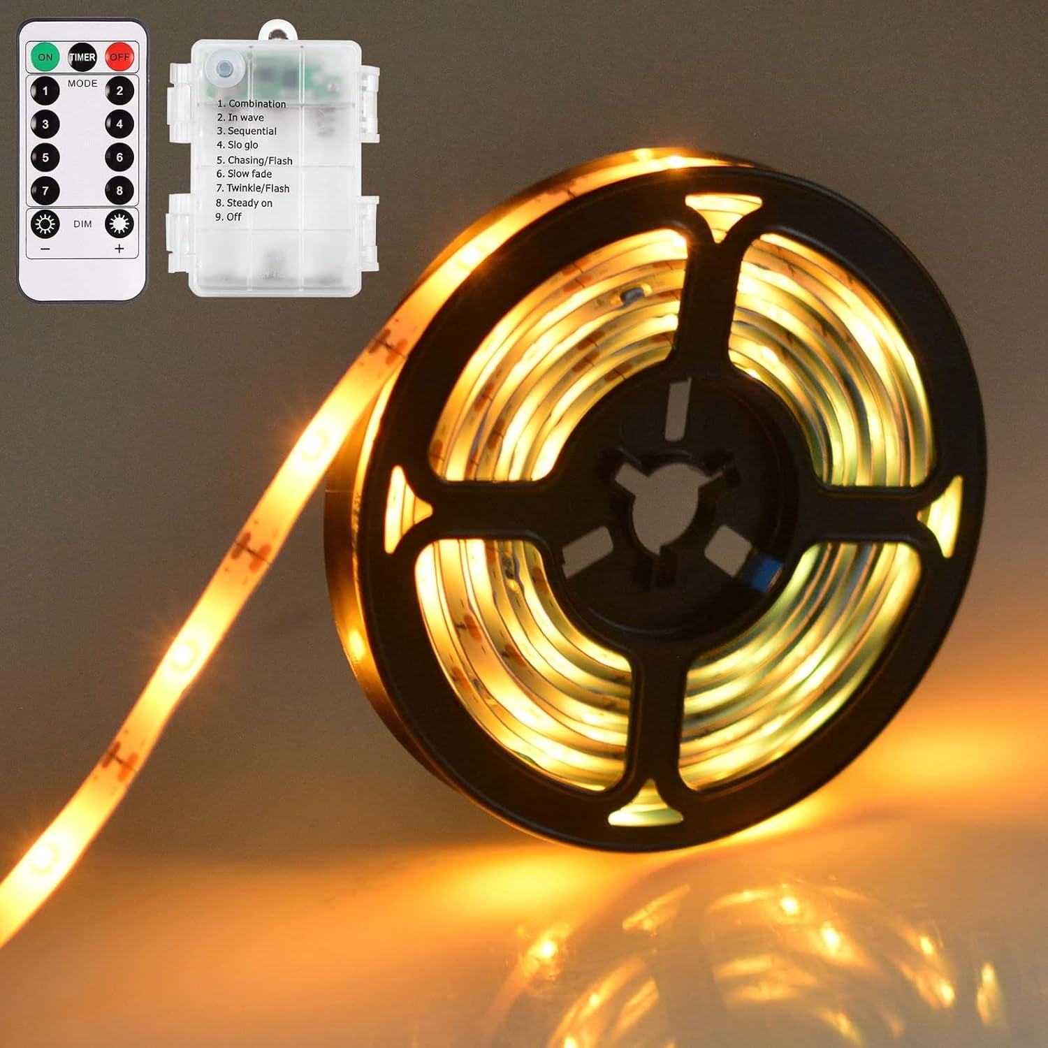 Led 0157 QIBAXXYL Flexible Waterproof Dimmable Battery Operated LED Strip Lights ...