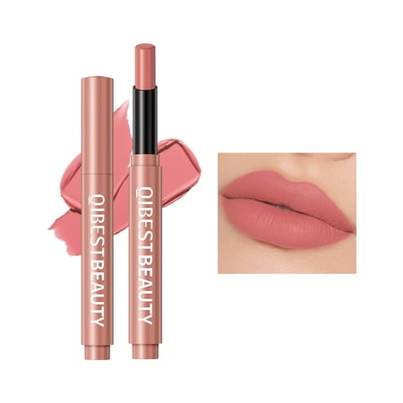 QIBEST 6 Color Lipstick Matte Waterproof Velvet Pigment Nude Rouge Long Lasting Lip Stain Profissional Cosmetics Beauty Lip Balm