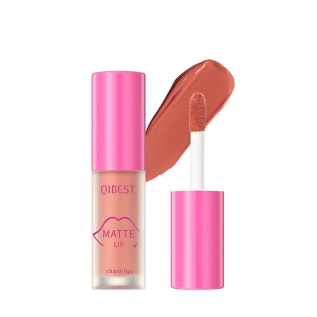 QIBEST 8 Colors Matte Lip Gloss Waterproof Lasting Velvet Lip Glaze Non-Stick Cup Nude Liquid Lipstick Sexy Red Lip Cosmetics