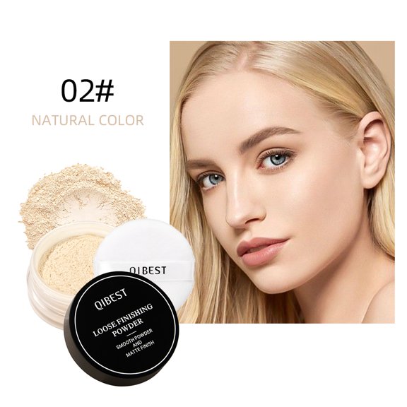 QIBEST Face Loose Powder Minerals Matte Setting Powder Translucent Waterproof Oil-Control Finishing Powder Makeup Invisible Pore