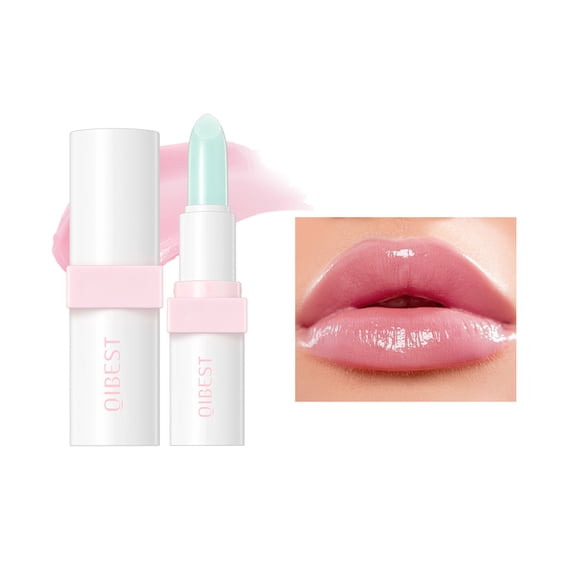 QIBEST Natural Lip Balm Moisturizing Temperature Changing Color Lipstick Lip Gloss Tint Plumper Reduces Lip Lines Lips Makeup