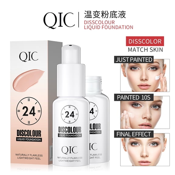 QIC Foundation Magic Color Changing Foundation Liquid Soft Matte Long Lasting Hydrating Makeup Base