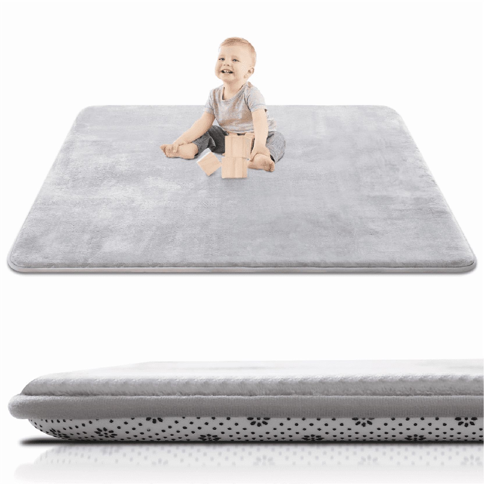 QIDEAEP Mats for infant playpens,50 x 50 Playpen Mat,Tummy Time Foam Mat,Ultra Soft Support & Plush Feel,Grey