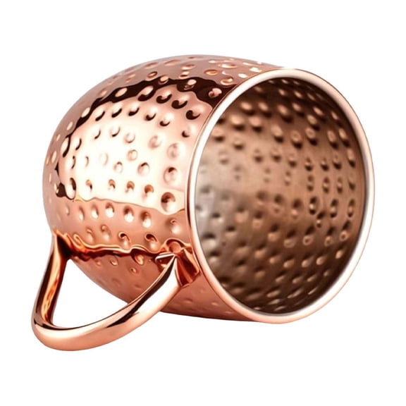 QIDESHIP 17 oz Hammered Copper Mule Mug, Stainless Steel Moscow Mule Cup with Brass Handle, Set of 1, Cold Drink Cocktail Beer Glass, Elegant Hand-Hammered Finish, Dishwasher Safe