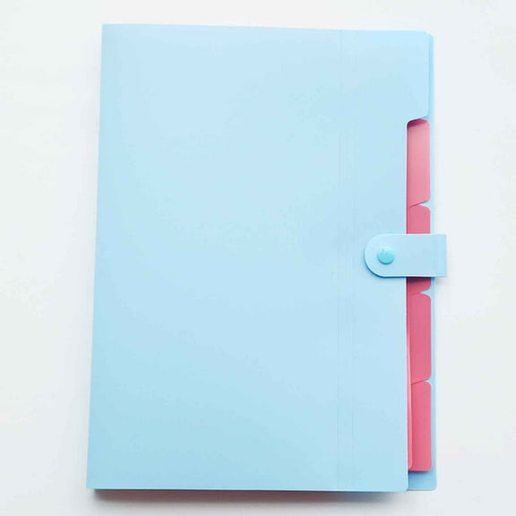 QIDESHIP 5 Pocket Expanding File Folder, Accordion Document Organizer for Letter A4 Size Paper, Portable Plastic File Holder with Snap Button, for Home Office School Supplies, Blue