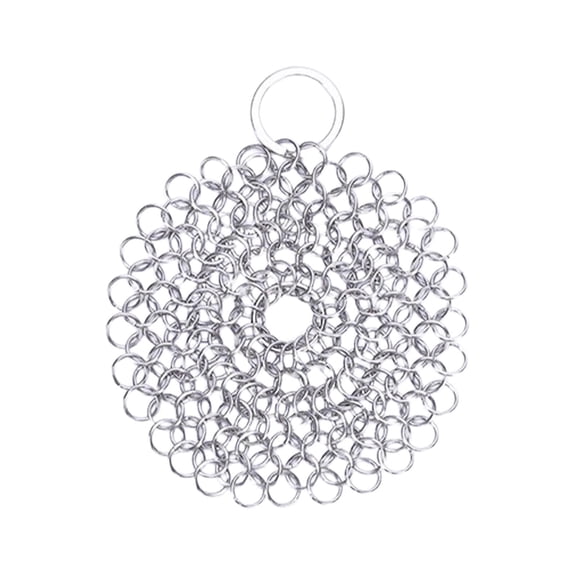 QIDESHIP Cast Iron Scrubber, Stainless Skillet Cleaner Chainmail Cleaning Scrubber with Hanging Ring for Pan Pre Pan Griddle Pans Bbq Grills and More Pot Cookwareround