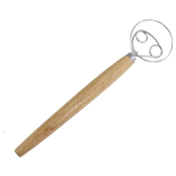 QIDESHIP Dough Whisk, Home Kitchen Dough Whisk, Danish Dough Whisk Dough Whisk with Smooth Wooden Handle for Easy Bread Mixing
