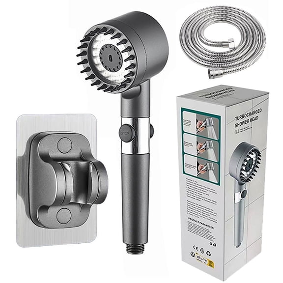QIDESHIP Hardware Adapter, Pressurized Shower Head Set, 2026 Upgrade Ion Drops Shower Head Ion Drops Shower Head High Pressure with Five Filters Filtered Shower with Handheld 3 Spray with Hose