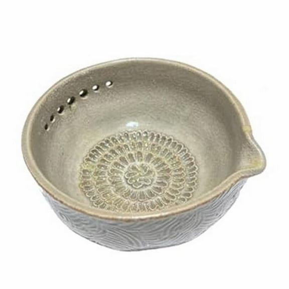 QIDESHIP Herb Bowl, Food Grade Herb Bowl, Handmade Garlic Grater X Herb Bowl Multi Functional 2 in 1 Stoneware Kitchen Prep Tool Rustic Ceramic Plate with in Grater and Herb Stripper