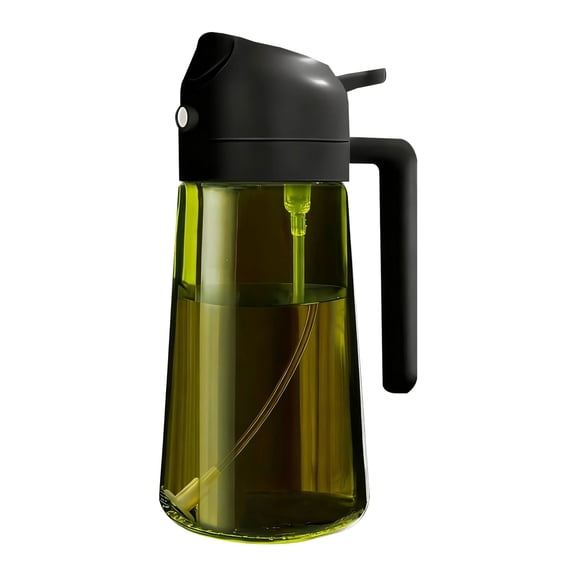QIDESHIP Light-Blocking Dark Oil Sprayer, 16Oz/470Ml Light Blocking Dark Oil Sprayer for Cooking 2 in 1 Olive Oil Dispenser Bottle for Kitchen Dark Green Glass Oil Bottle Grade Oil for Fryer Bbq