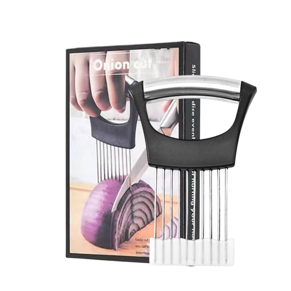 QIDESHIP Onion Holder for Slicing, Onion Holder for Slicing Upgraded Stainless Onion Holder Slicer Vegetable Cutter Kitchen Chopper Slicing Assistant Tool for Meat Onion Potato Tomato