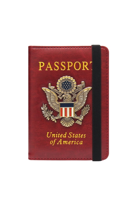 Passport Holder Cover Wallet, Travel Wallet, Blocking Passport Holder for Women Men Leather Passport Travel Wallet with Metal 3D Metal Badge Travel Document Holder Cover Accessories