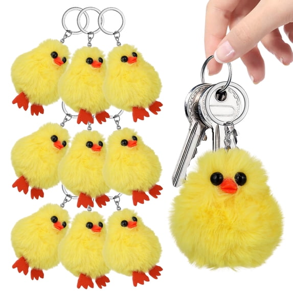 QIDITONG 10 Pcs Plush Duck Keychains Cute Duck Plush Keychain Soft Key Ring Plush Animal Keychain Ornament Accessories For Bags And Keys