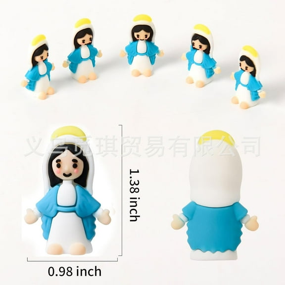 QIDITONG 10PCS Mini Virgin Mary Figurines Religious Party Favors Baptism Gifts Easter Egg Stuffers Cute Virgin Mary Figures for Christian Decorations