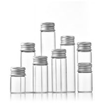 QIDITONG 16pcs Vials Mini Glass Bottles Clear Tiny Empty Jars With Aluminum Screw Lids Small Message Sample Bottle Wedding Favors Decorations Diy Jewelry Accessories