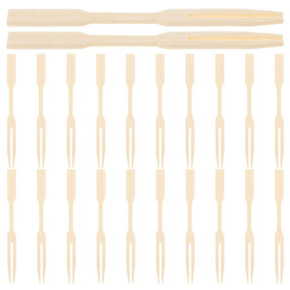 QIDITONG 200PCS Bamboo Appetizer Forks Bamboo Fork Charcuterie Mini Forks Appetizers Forks Small Appetizer Picks for Weddings Party