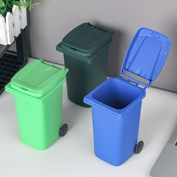 QIDITONG 3pcs Desktop Mini Trash Can Decorative Pencil Container Pen Cup Holder Desk Pencil Holder Plastic Pen Storage Bucket Office Trash Can Pen Storage Bucket Cute Trash Can