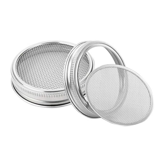 QIDITONG 3pcs Stainless Steel Sprouting Lids For Wide Mouth Jars Reusable Mesh Germination Lids For Growing Sprouts Sprouting Lids 70mm