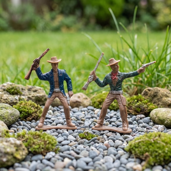 QIDITONG Set of 4 Miniature Figurines for Western-Themed Party Decorations, Home Decor, Collectible Model Statues for Enthusiasts