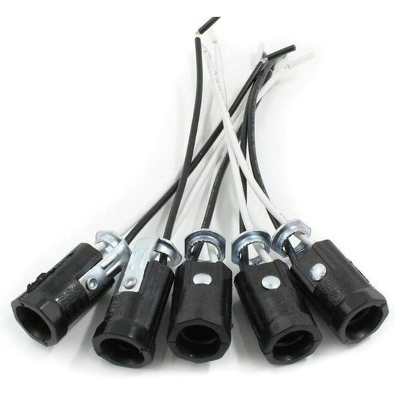 QIDITONG 5pcs Candelabra Base Socket Keyless Lamp Holder with Wire Lead for E12 LED Light Bulb in Chandeliers and Wall Sconces Decorative Lamps for E12 LED Light Bulb