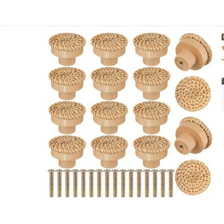 QIDITONG 8pcs Rattan Drawer Pulls Woven Round Wood Drawer Knobs Boho Cabinet Door Pulls Wood Furniture Handles Drawer Knobs With Screws