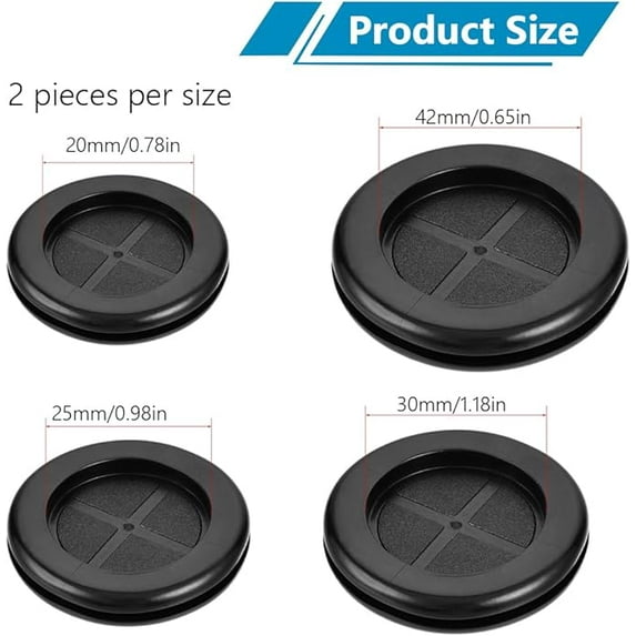 QIDITONG 8pcs Rubber Grommet Kit for Wiring Protection and Firewalls Hole Plug Assorted Sizes Grommet for Automotive and Electrical