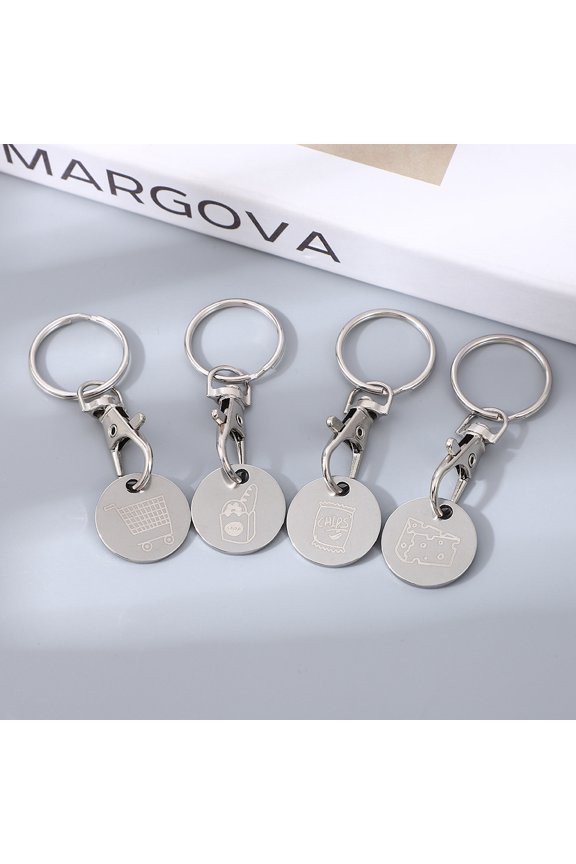 8pcs Stainless Steel Keychain Tokens Key Buckle Trolley Tokens Keychain Key Chain Trolley Token Grocery Trolley Token Keychain Stainless Steel Key Chain