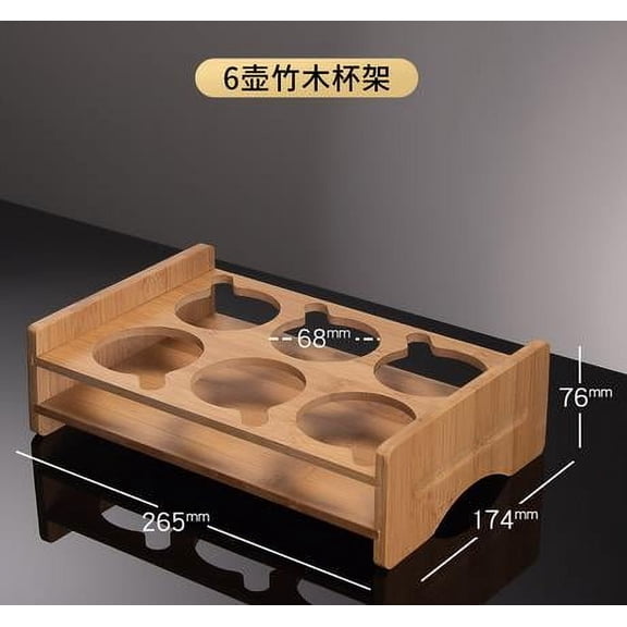 QIDITONG Bamboo Shot Glass Holder Rack With Multiple Slots Shot Glass Display Holder Shot Glasses Holder Shot Glasses Holder Rack Whiskey Cup Serving Rack Liquor Cup Rack (6 Holes)