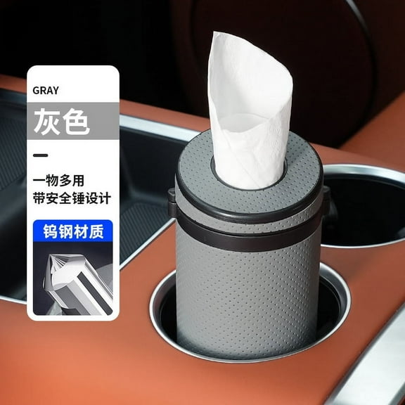 QIDITONG Car Tissue Holder For Vehicle Pu Leather Tissues Cylinder Box Tissue Holder Box Round Tissues Tube For Paper Towels And Napkins