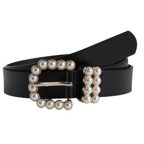 QIDITONG Elegant Thin Faux Beads Belt For Women Fashionable Belt Trendy Waist Accessory Vintage Women Waist Belt With Fake Beads And Buckle