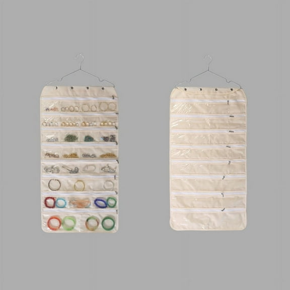 QIDITONG Hanging Jewelry Organizer Transparent Storage Bag With Zipper For Necklaces Earrings And Bracelets Portable Closet Door Organizer