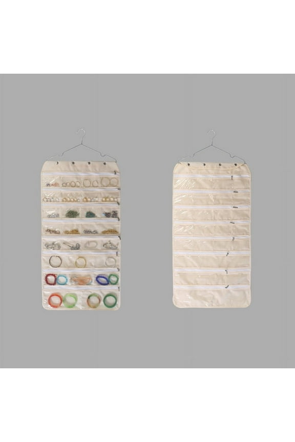 Hanging Jewelry Organizer Transparent Storage Bag With Zipper For Necklaces Earrings And Bracelets Portable Closet Door Organizer