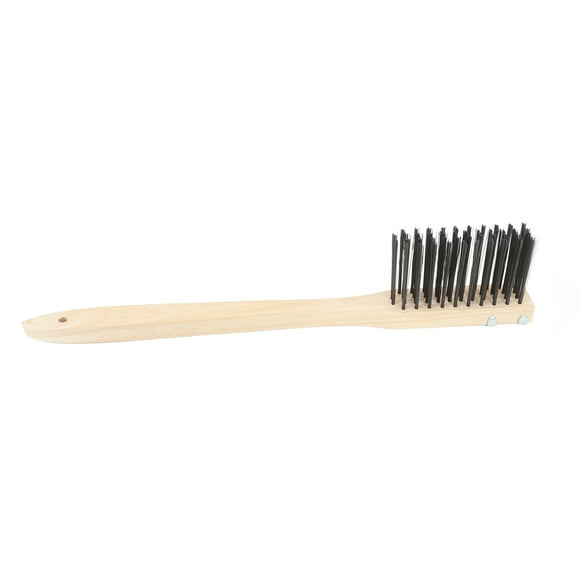 QIDITONG Heavy Duty Pizza Stone Brush Wooden Handle Steel Wire Brush with Scraper for Outdoor Pizza Oven Cleaning and Barbecue Grill Maintenance