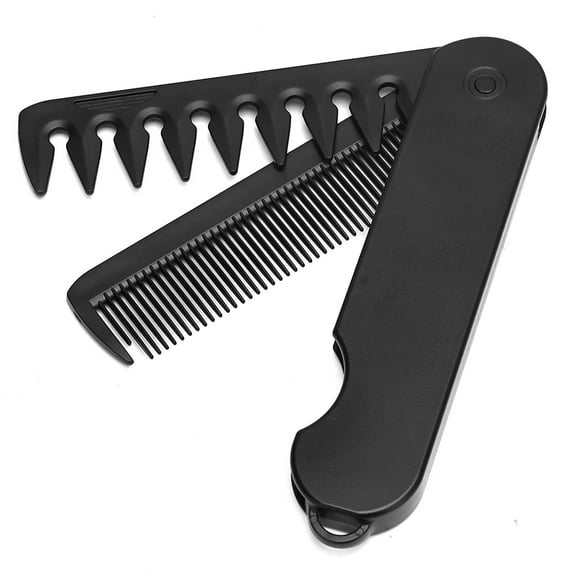 QIDITONG Portable Folding Comb for Men Compact Hair Brush for Travel Wide Tooth Comb for Beard and Mustache Styling Hair Brush Travel Comb