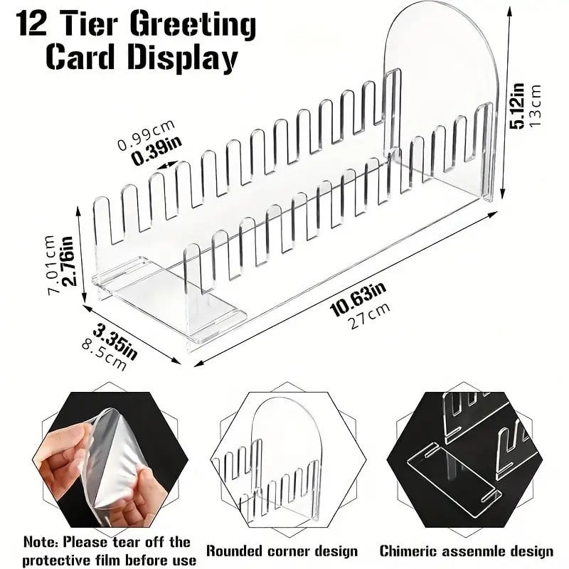 QIDITONG Portable Greeting Card Display Stand Acrylic Postcard Holder ...