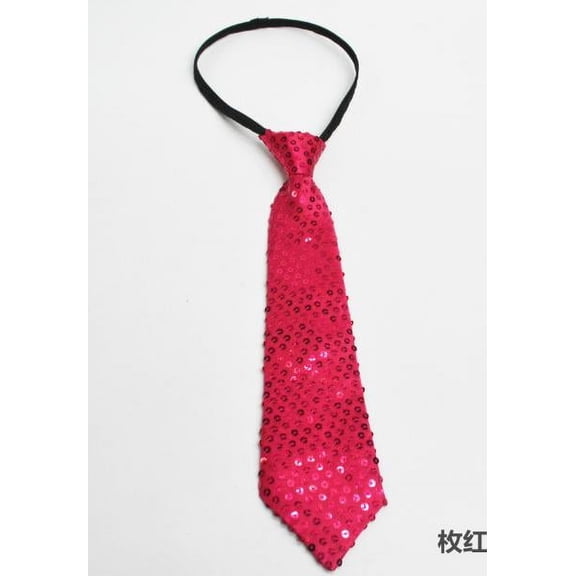 QIDITONG Rosy Sequin Tie For Street Dance And Stage Performance Bedazzled Shiny And Comfortable Necktie For Halloween New Year And Party Costumes