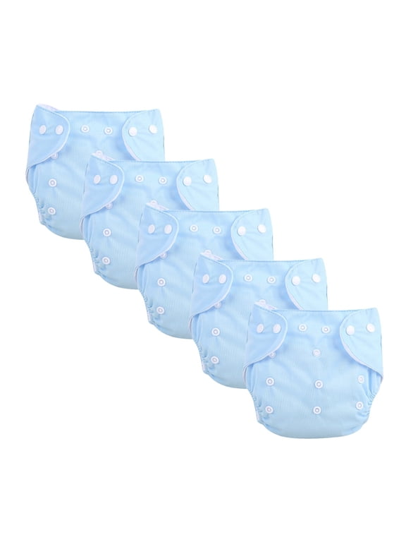 Baby Cloth Diapers 5 Pack with Inserts,Adjustable Washable and Reusable Pocket Diapers Breathable Leak Free for 0-3 Years Baby Girls Boys Blue