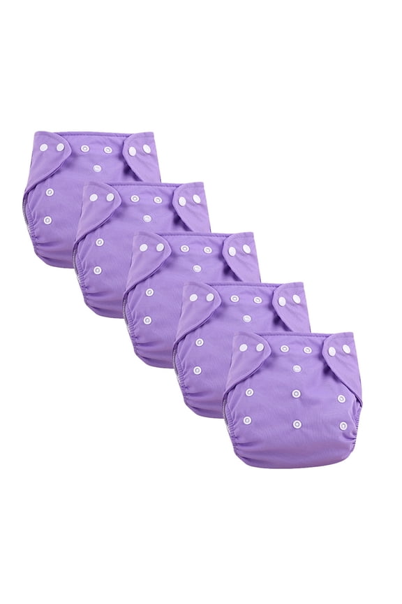 Baby Cloth Diapers 5 Pack with Inserts Adjustable Washable and Reusable Pocket Diapers for Baby Girls for 0-3 Years with Adjustable Wrap Purple