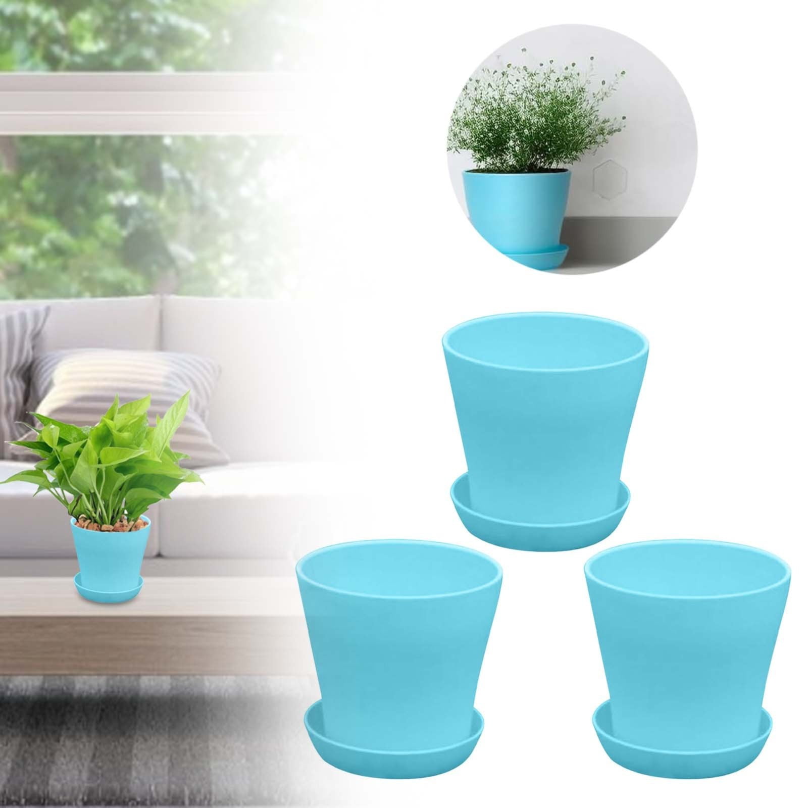 QIEZHON Flower Pots For Indoor Plants 3 Pack 5