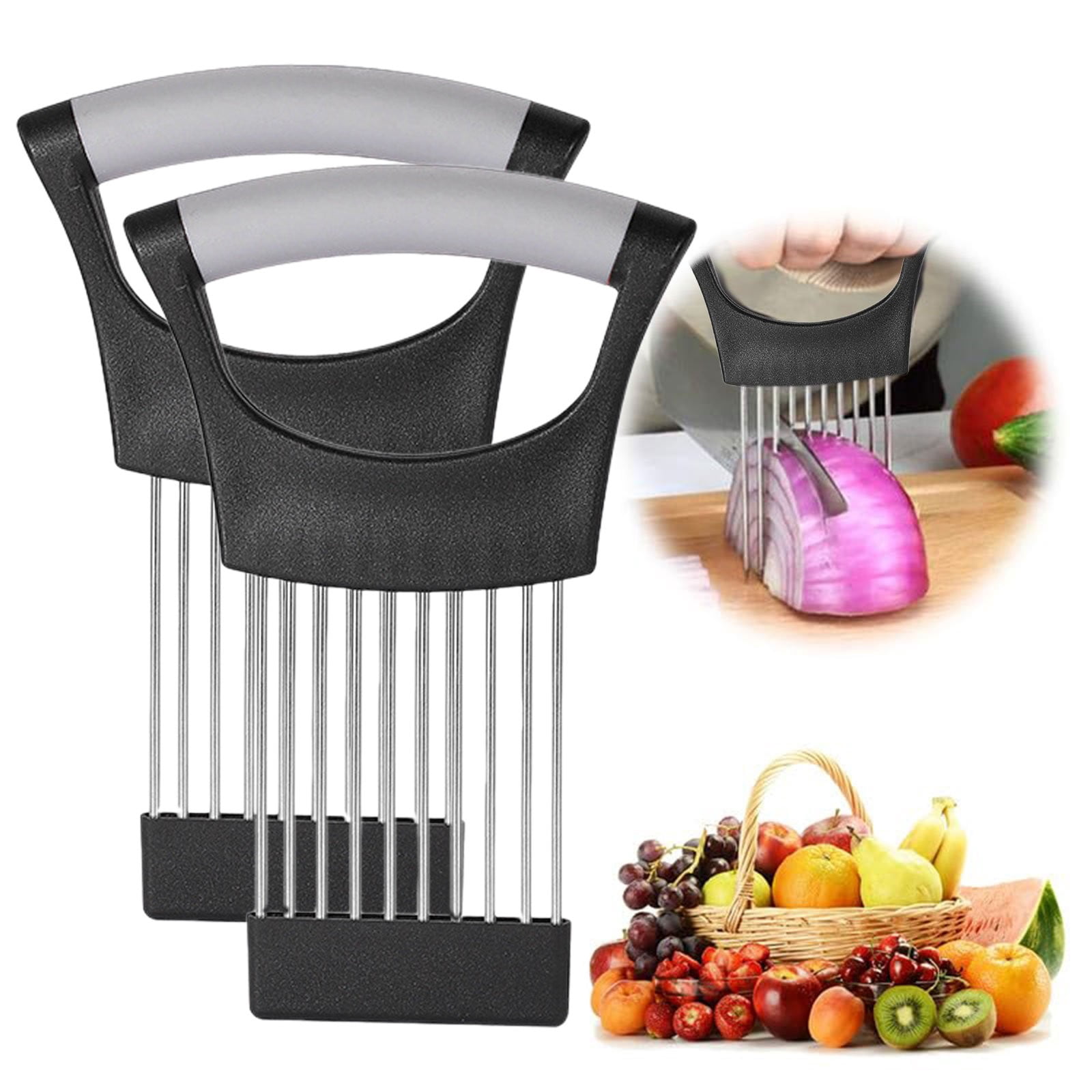 Stainless Steel Onion Holder & Slicer – Non-Slip, Multi-Purpose Vegetable Cutter For Tomatoes & Potatoes
